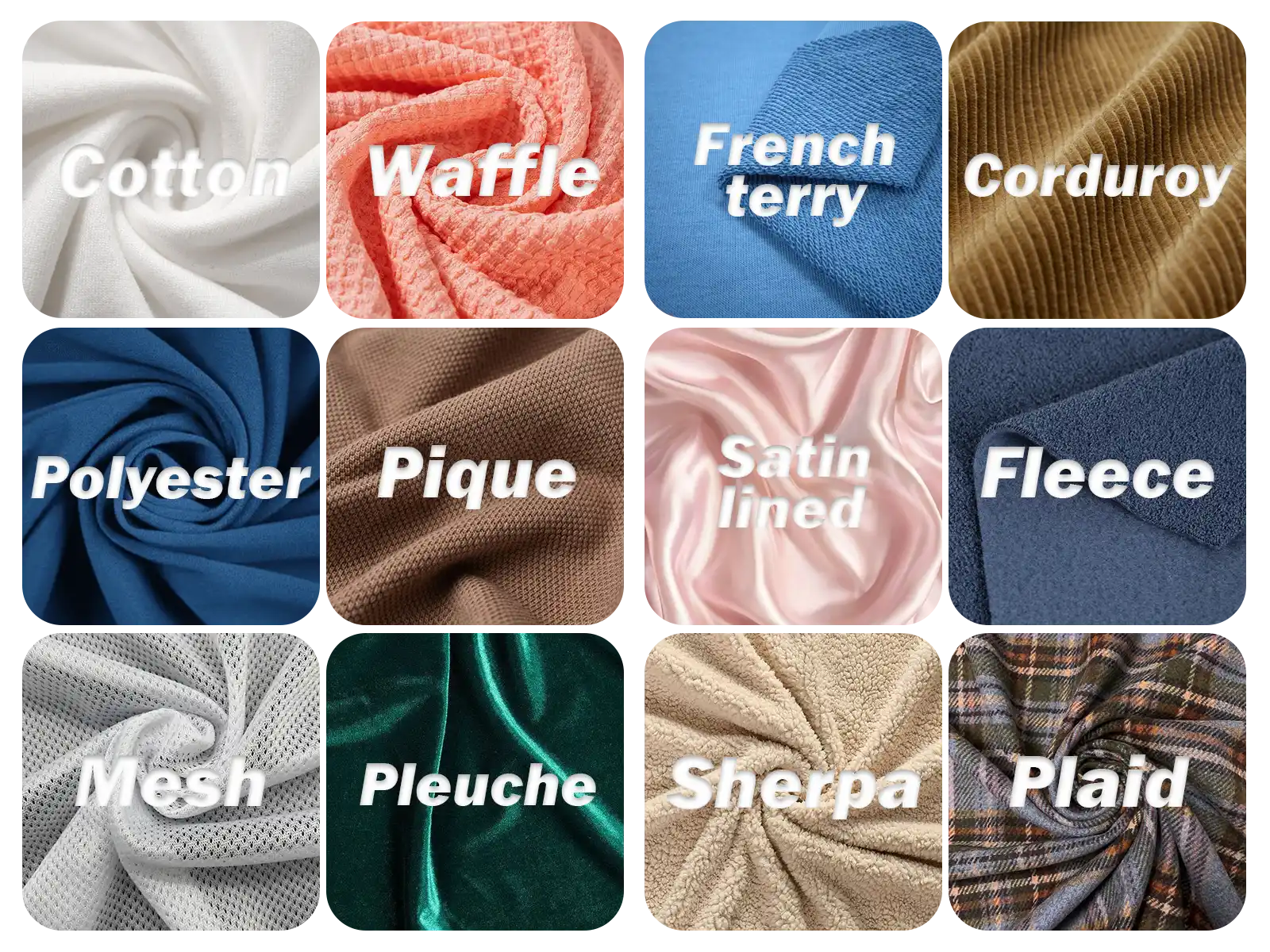 Qianshiwear multiple fabric options for garment production