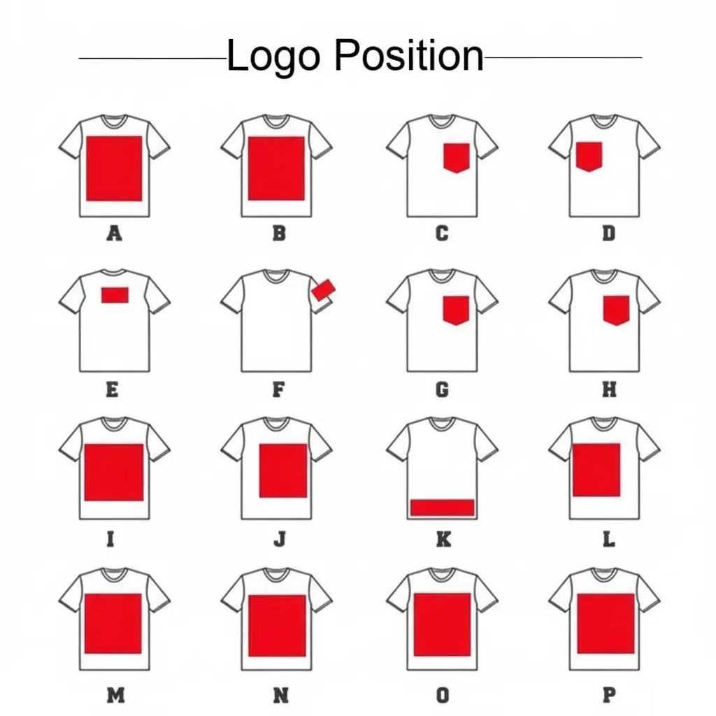 Custom Logo Placement Diagram for T-Shirts