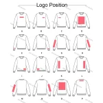 Custom Logo Placement Diagram for sweatshirt
