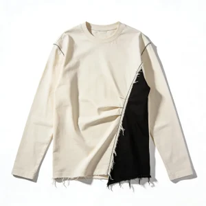 a long sleeve tee in off white with deconstructed details
