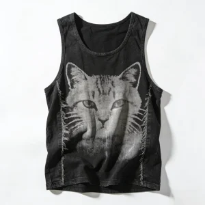 a stonewashed black cotton tank top