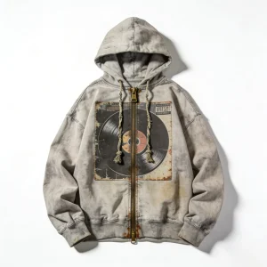 a zip up hoodie in a modern high street style