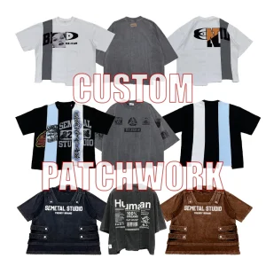 Custom Cut & Sew Patchwork T-Shirt Manufacturer 280 Gsm Vintage Oversized Boxy Tee