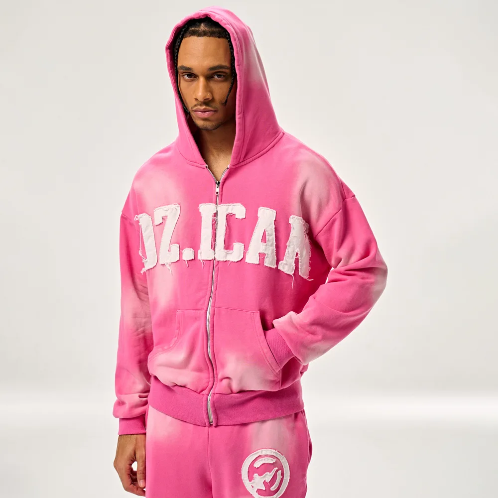 Custom French Terry Vintage Patch Embroidered & Appliqué Hoodie-JE005-front