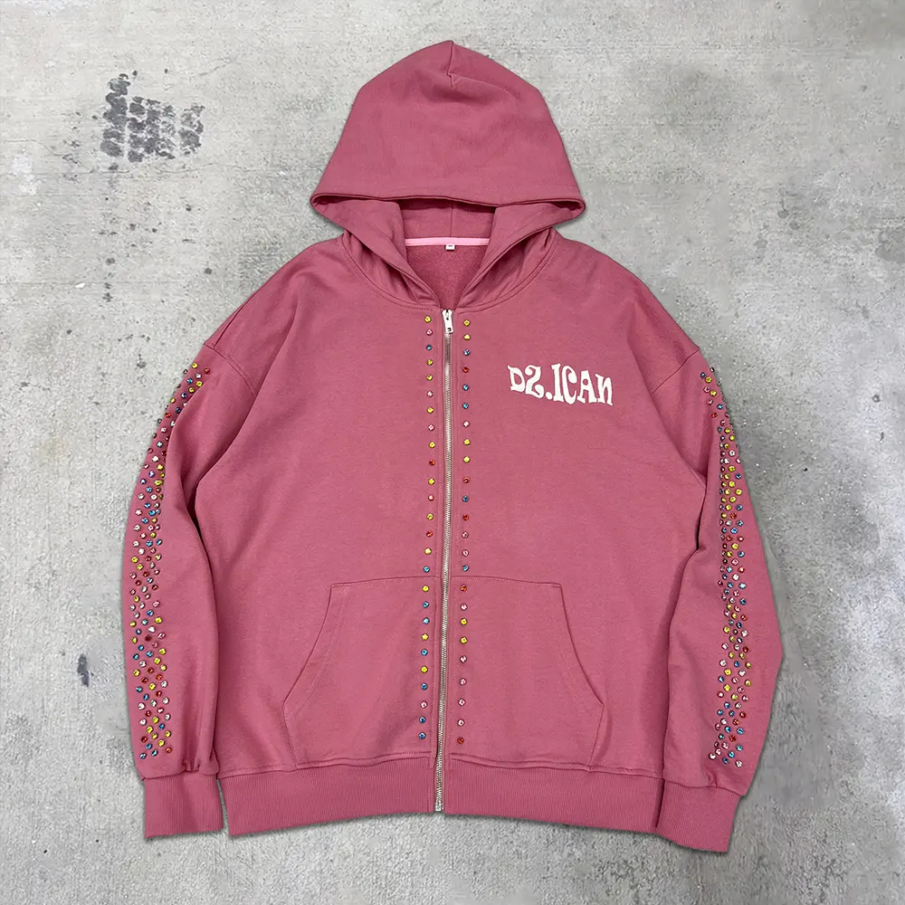 Luxury Rhinestone Hoodies-LDM004-PINK