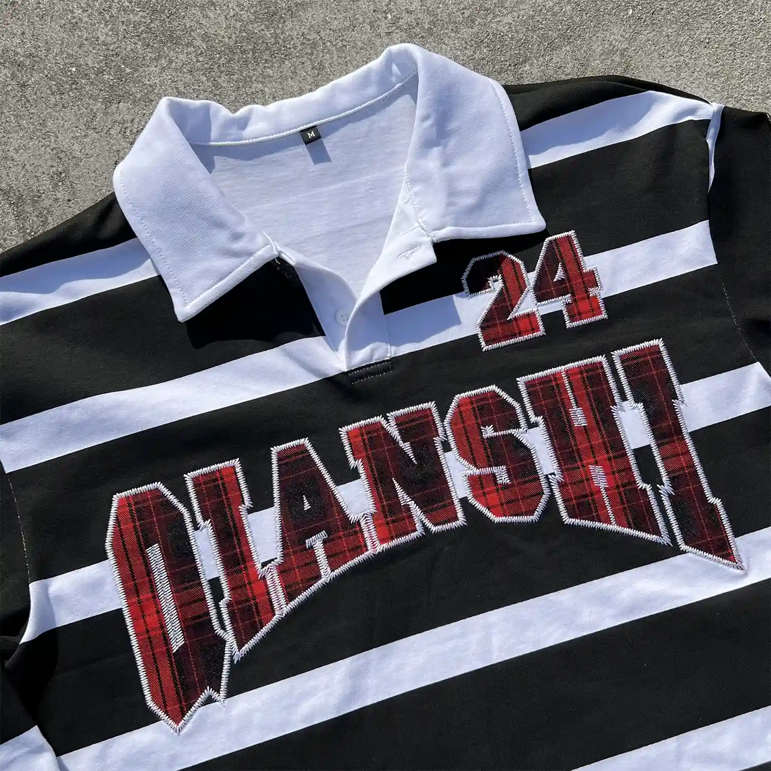 clash 24 embroidered vintage rugby shirt detail