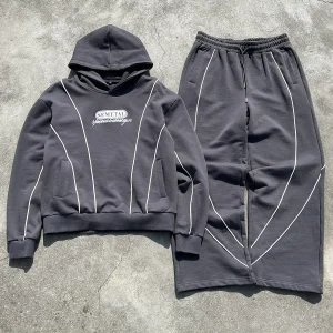 High Quality French Terry Boxy Baggy Hoodie and Sweatpants Set – Custom Embroidered Oversized Men's Sweatsuit