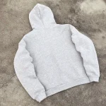 Angled back display of heavyweight blank streetwear hoodie manufacturer.