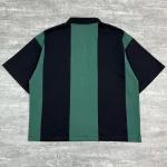 Back flat lay of custom striped polo shirt showing clean vertical block stripes.