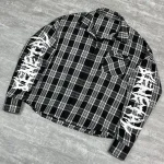 Back view of breathable wholesale mesh button up shirt for streetwear brands.