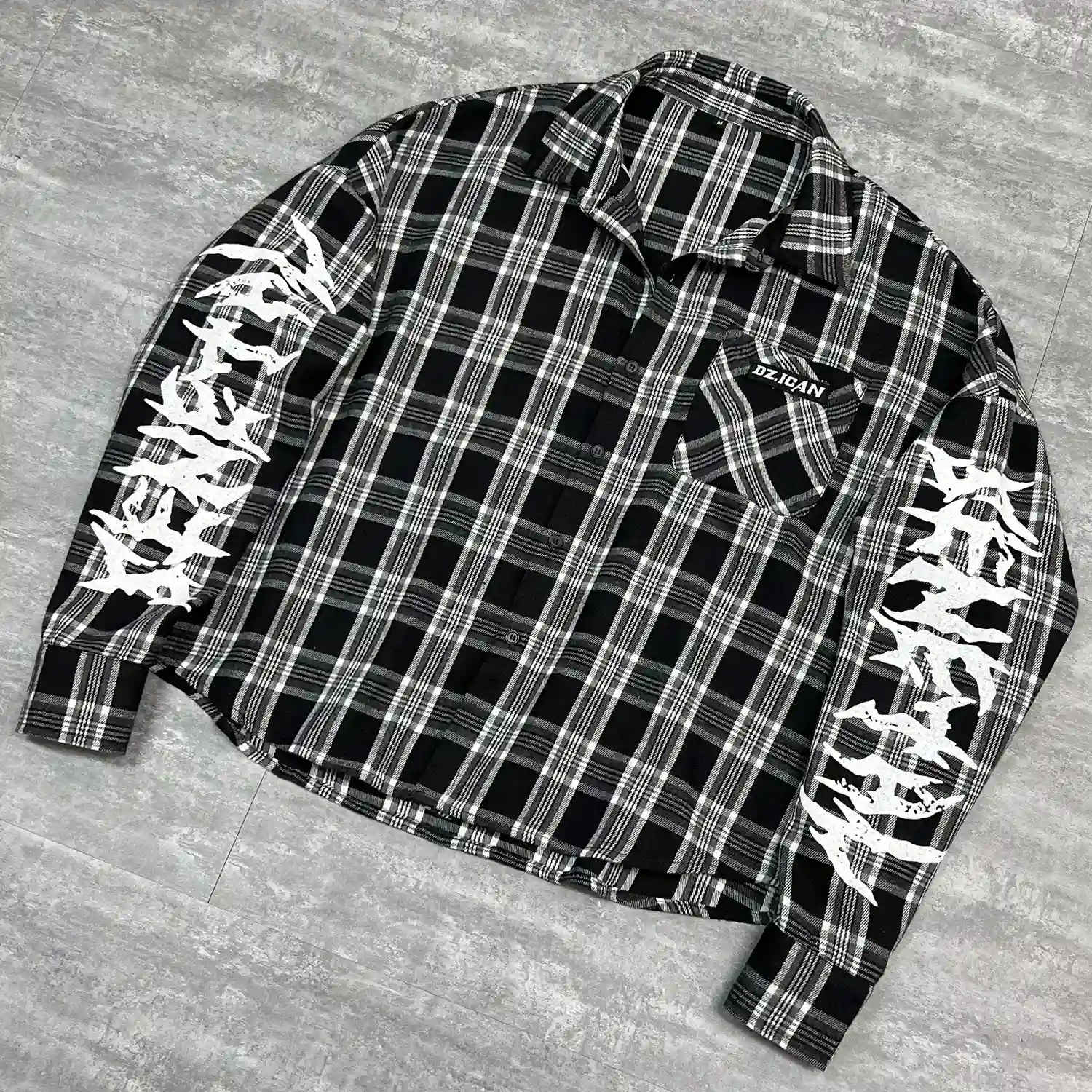 Back view of breathable wholesale mesh button up shirt for streetwear brands.