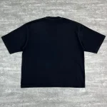 Back flat lay of black vintage drop-shoulder streetwear t-shirt ready for wholesale.