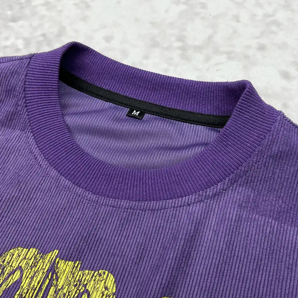 custom layered long sleeve t shirt rib crew neck and label detail