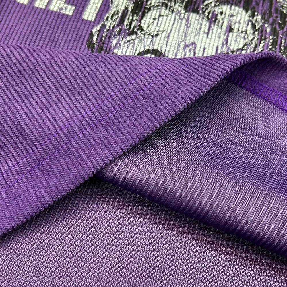 custom layered long sleeve t shirt ribbed knit fabric close up