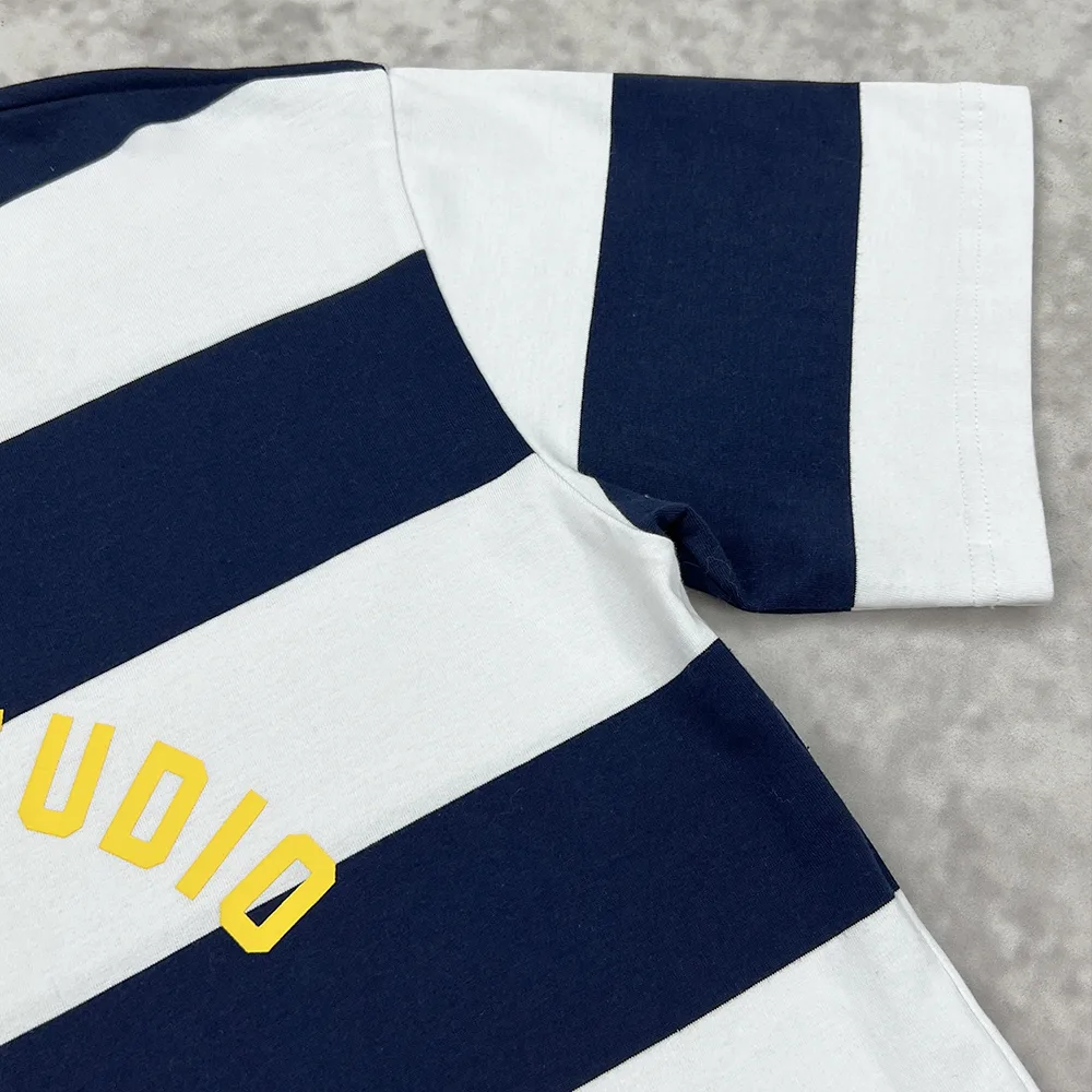 custom striped polo shirt short sleeve stripe and hem detail