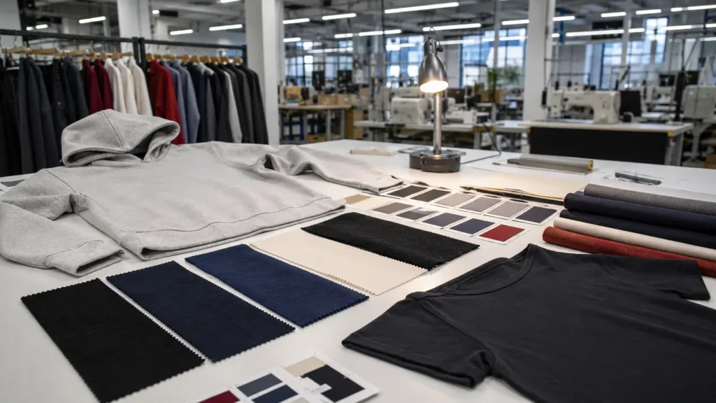 Types of Color Variation in Bulk Production & How Top Factories Control Shade Consistency 11 color consistency apparel swatches and hoodie samples for bulk shade variation control