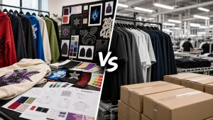 Custom streetwear manufacturing gives brands more control over product identity, while fast fashion production is built for speed and volume.